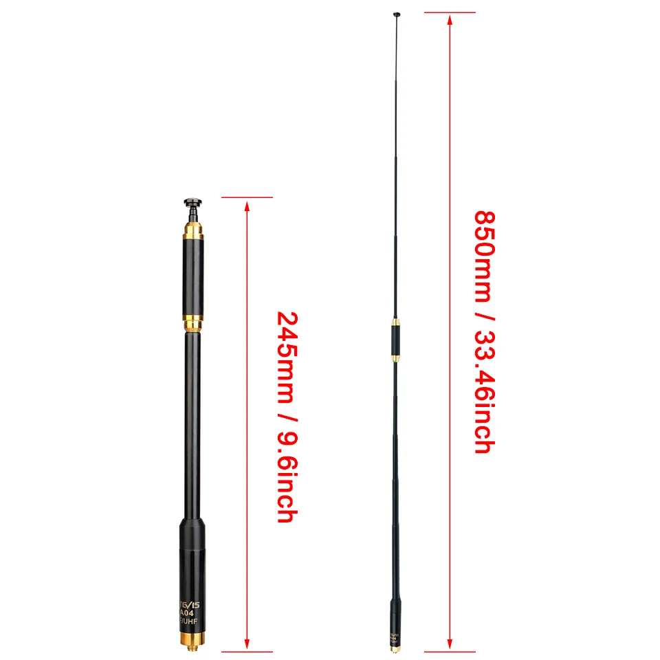 Antenna Retrattile SMA-F Retevis HA01 VHF/UHF 144/430MHz – Guadagno 2.15dBi, Lunghezza 14-47cm, Per Baofeng UV-5R E Retevis RT5