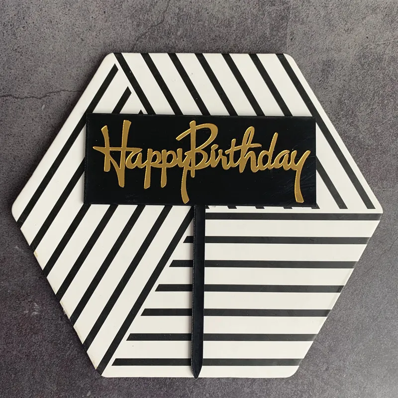 New Happy Birthday Acrylic Cake Topper Gold Silver Cupcake Topper For Kids Girls Birthday Party Cake Decorations Baby Shower