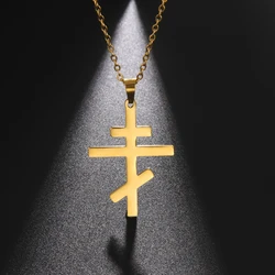 Orthodox Church Cross Pendant Necklace Russia Ukraine Religious Necklaces For Men Women Trendy Stainless Steel Jewelry Gifts