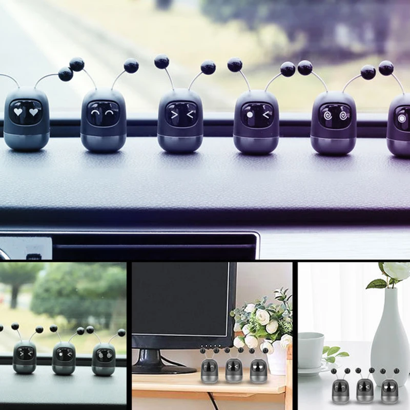 Cute Robot Aromatherapy Auto Air Outlet Perfume Long-lasting Fragrance Clip Diffuser + Solid Car Perfume