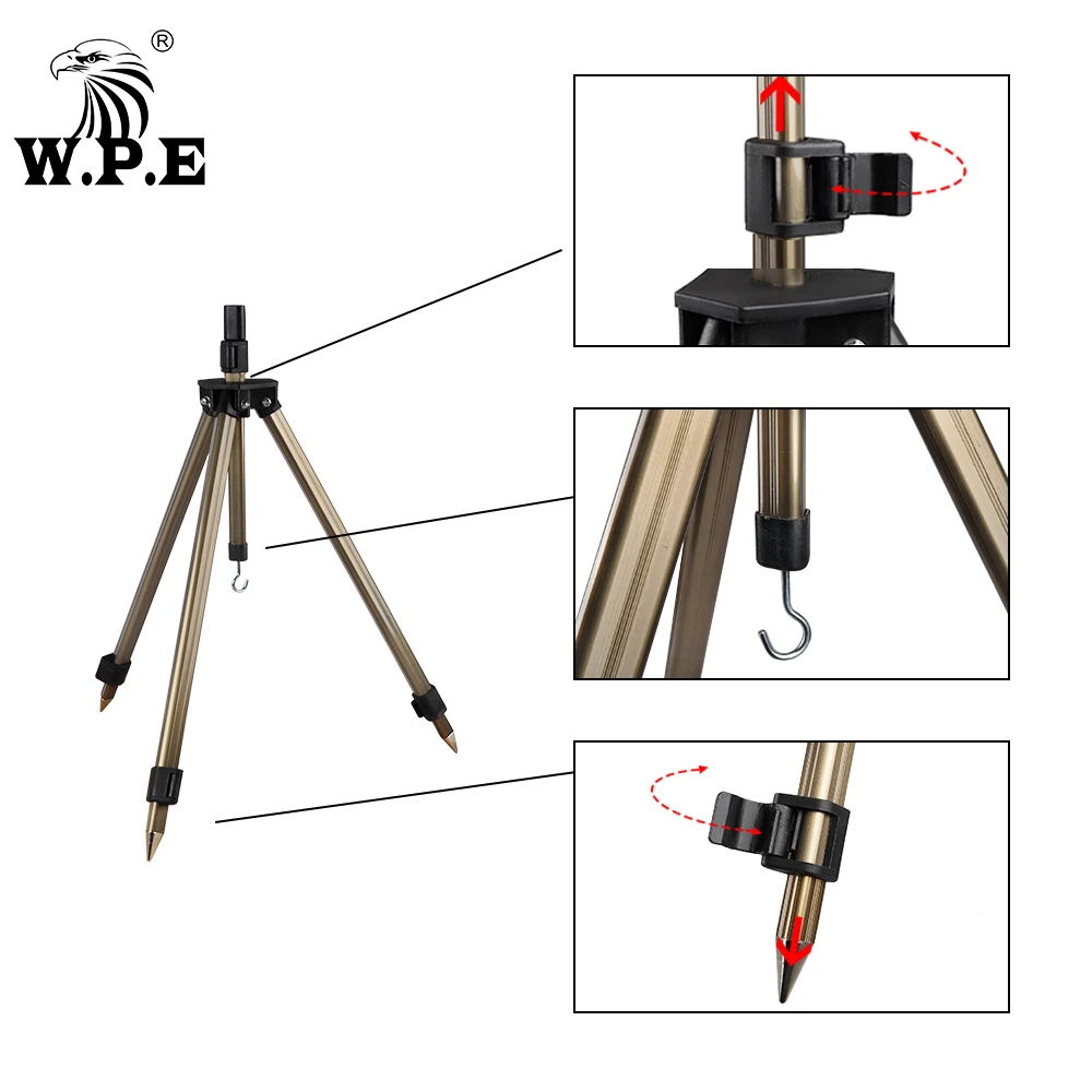 W.P.E Fishing Rod Pod Foldable Adjustable Telescopic Fishing Rod Holder ripod Stand Aluminum Alloy Pole Bracket Fishing Tackle