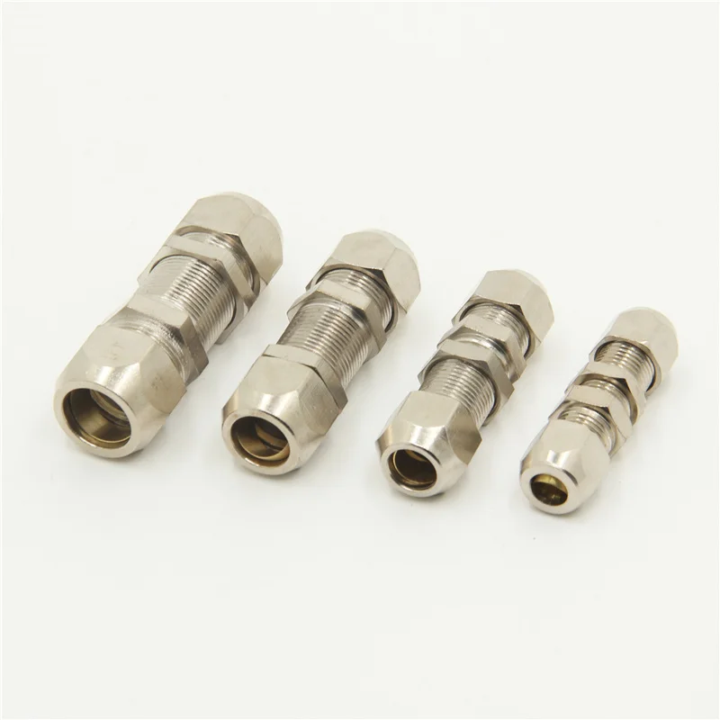 Copper plated nickel plated fixed plate / plate / diaphragm straight through copper pipe oil joint PM-6/8/10/12mm ferrule joint