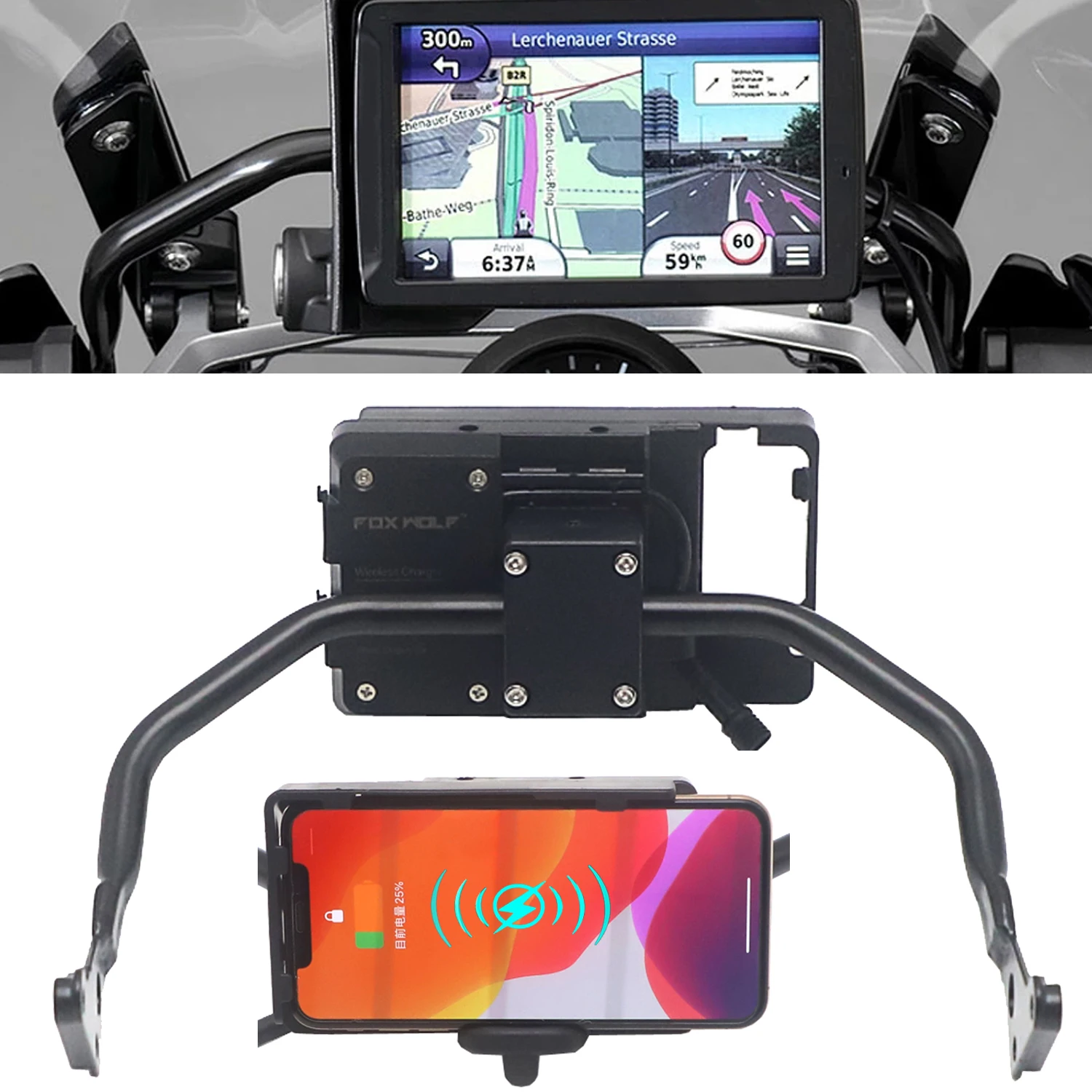 

For BMW R1200GS LC ADV R 1200 GS R1250GS R 1250 GS Adventure 2019 2020 Motorcycle Mobile Phone Wireless Navigation Bracket