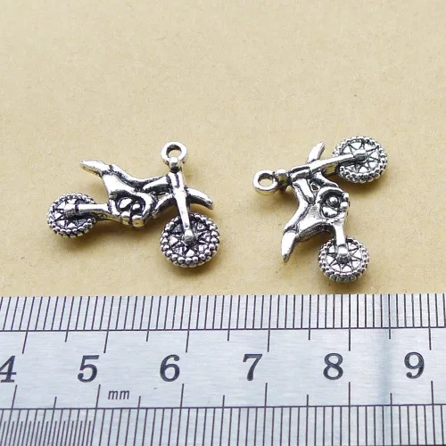 10 Pieces 23x13mm Antique Silver Color Motorcycle Charms Pendant for Handcraft Jewelry Making