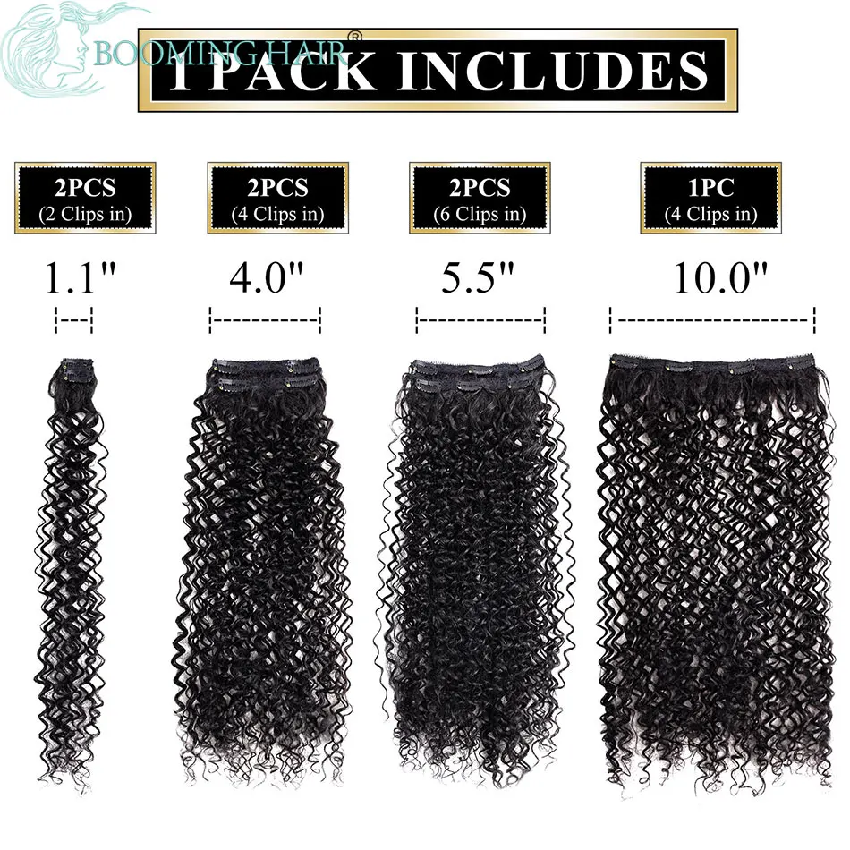 Synthetic Curly Clip In Hair Extensions Natural Hairpieces Hair Extensions Clip in 7 Pcs Full Head Organic Clip in Extensions