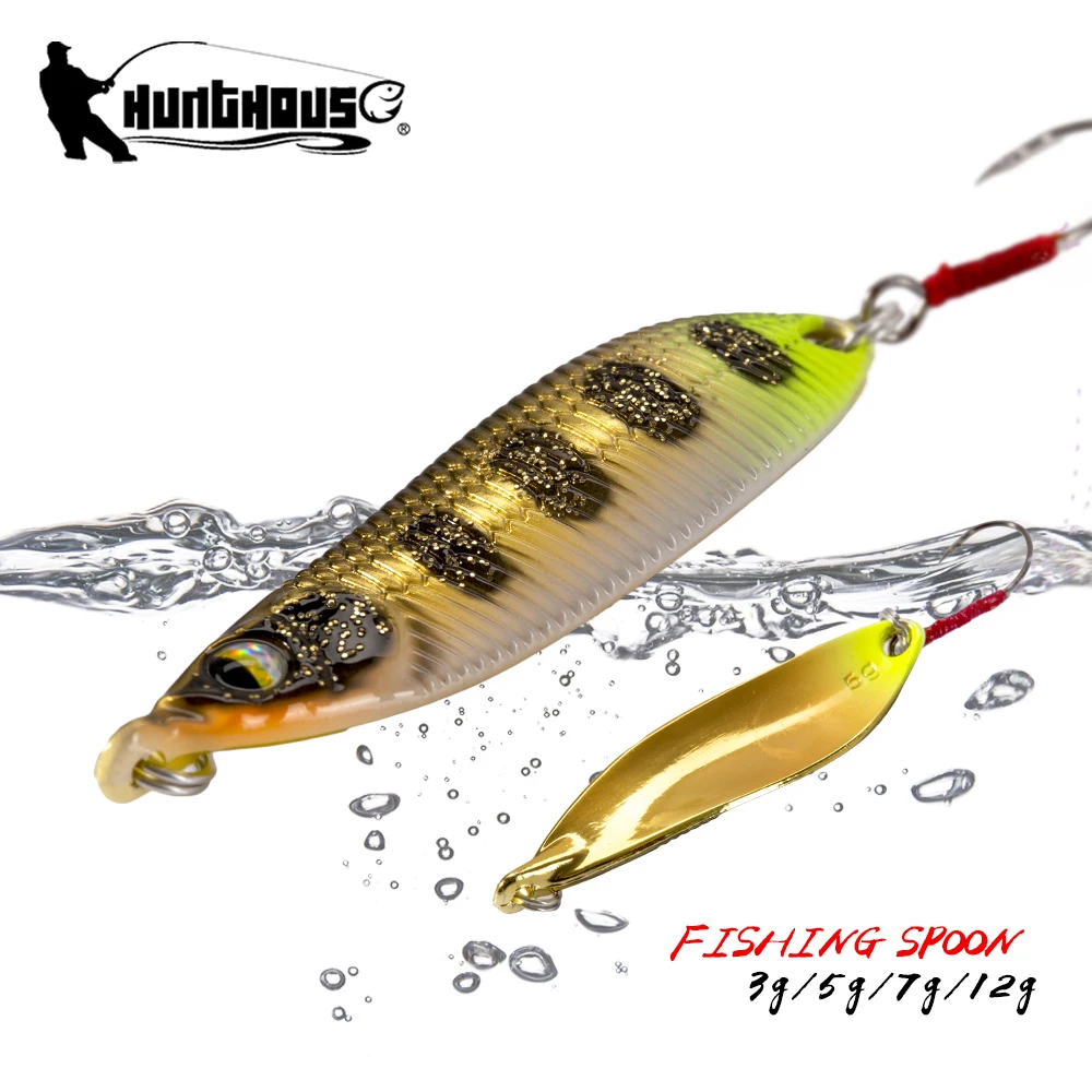 

Hunthouse Metal Jig Spoon Fishing Lure Sinking Jigging Spinners Spinning Rolling Pesca 2.1g 3.4g 4.9g For Pike Trout Fish Tackle