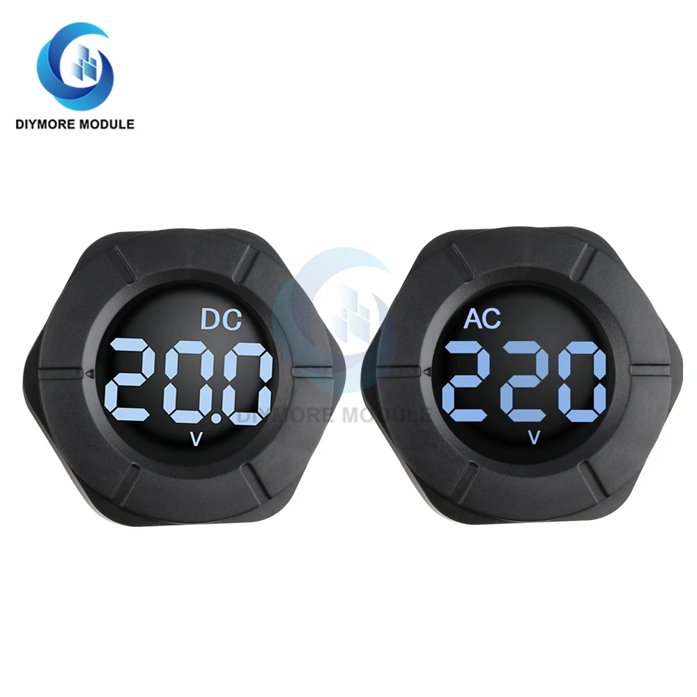 AC/DC Digital Voltmeter Round LCD Display 0-300V/30-500V Car Voltage Monitor Volt Panel Meter PZEM-019V/PZEM-024V