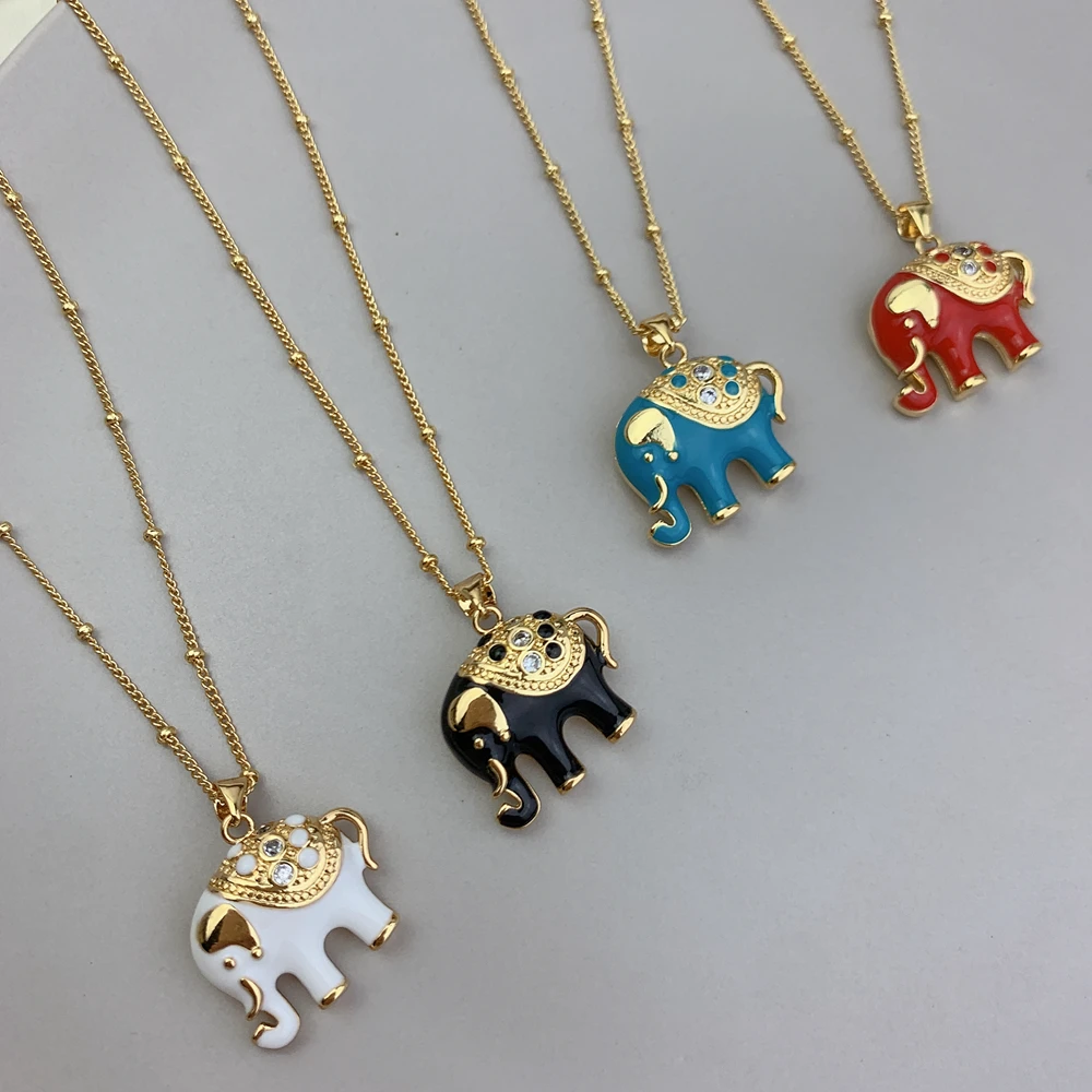 Cute Elephant Choker Necklace For Women Zircon Animal Pendant Necklaces Fashion Gift Necklac Jewelry