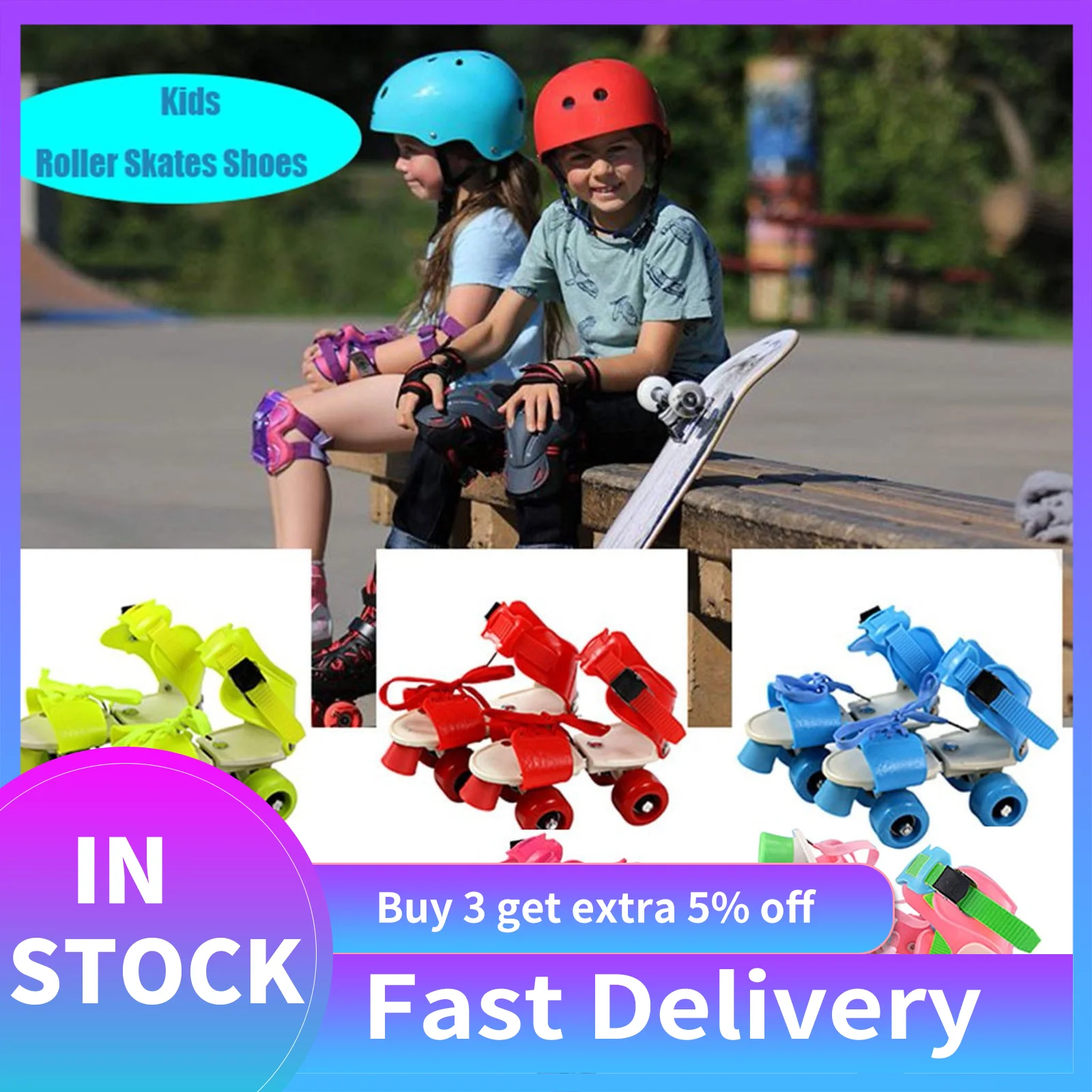 Roller Skates Shoes 4 Wheel Skating Shoes Adjustable Size For Kids Two Lines Roller Skates Double Row Skating Roller Skate Shoes