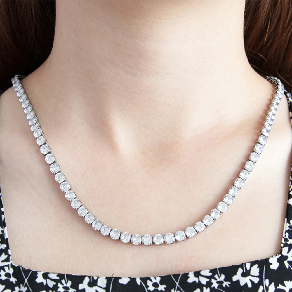 YLMyself 5mm 316L Stainless Steel CZ Tennis Chain Necklace 18/20 Inch Choker