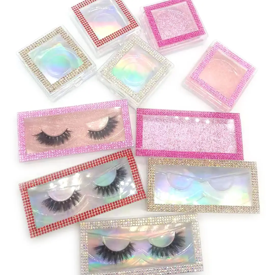 Empty Eyelash Package Hot Style strip Lashes Box 3D/5D Mink Eyelash Case Plastic Eyelash Package Faux Mink Lash Packaging