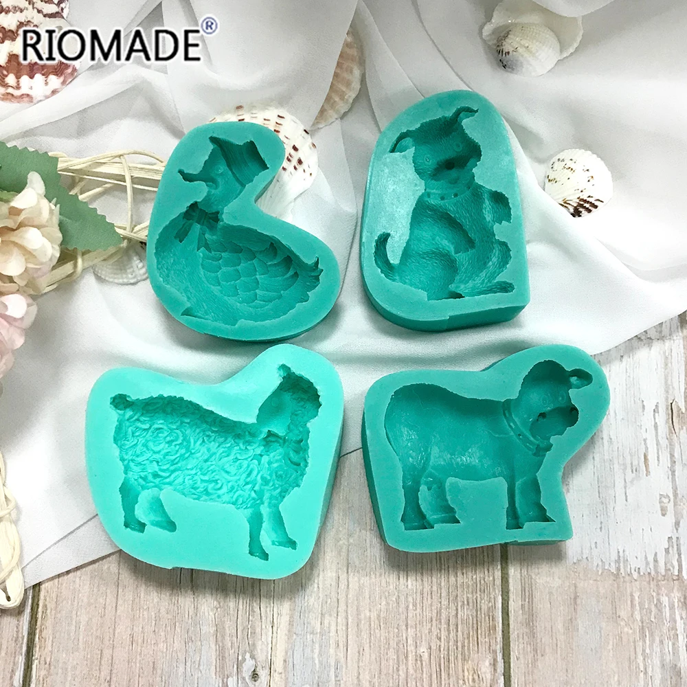 Animal Silicone Mold Duck Dog Sheep Milk Cow Model Cookies Chocolate Baking Fondant Cake Tools For Resin Plaster Craft Mould