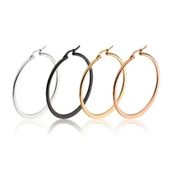 BAECYT 1Pair 316L Stainless Steel Women Hoop Earrings Girls Fashion Earrings Gold/Silver Color Round Simple 2021 Hot Sale