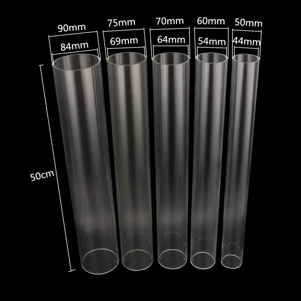 48~50cm Long OD 50~90mm Large size Transparent Acrylic Pipe Tube Aquarium Accessories Fish Tank Garden Irrigation Pipe Fittings