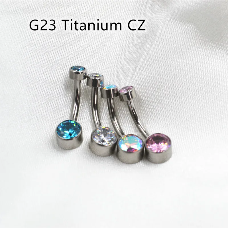 

Lot10PCS Body Jewelry-G23 Titanium CZ Nice Smart Navel Belly Button Body Piercing 14Gx10x4/6mm Navel Curve Barbells Belly Rings