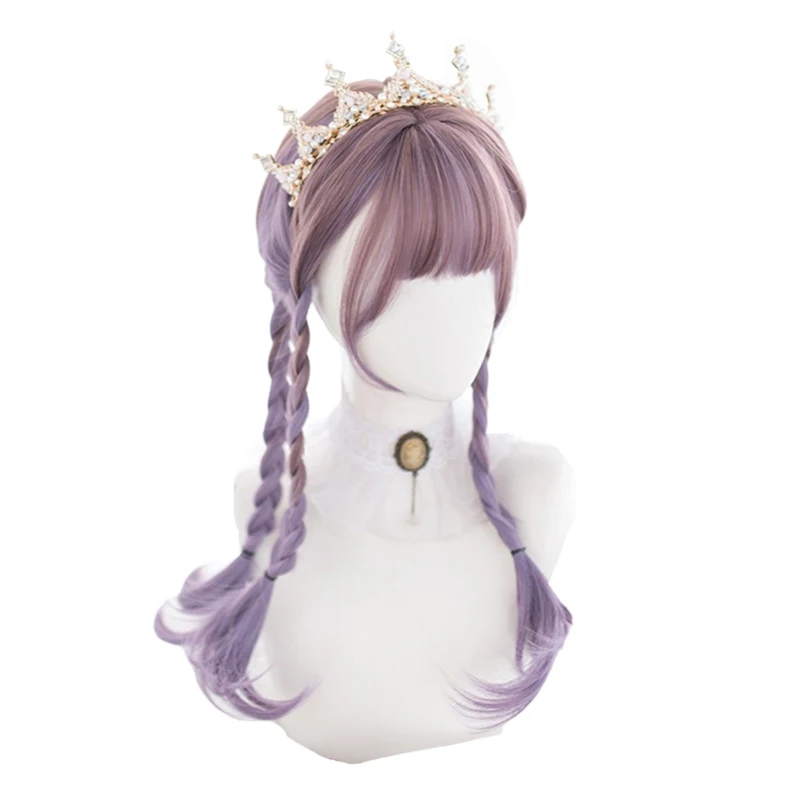 L-email wig Long Loose Wave Gradient Purple Lolita Wigs Praty Daily Cosplay Wig Bangs Heat Resistant Synthetic Hair