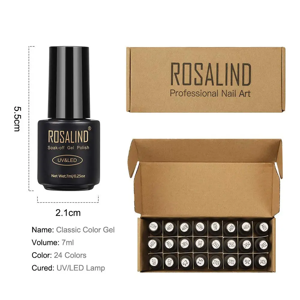 เจล ROSALIND ชุดเล็บวานิชสำหรับเล็บ UV LED เจล Lak ชุด Need Base Top กึ่งถาวรเล็บการออกแบบ