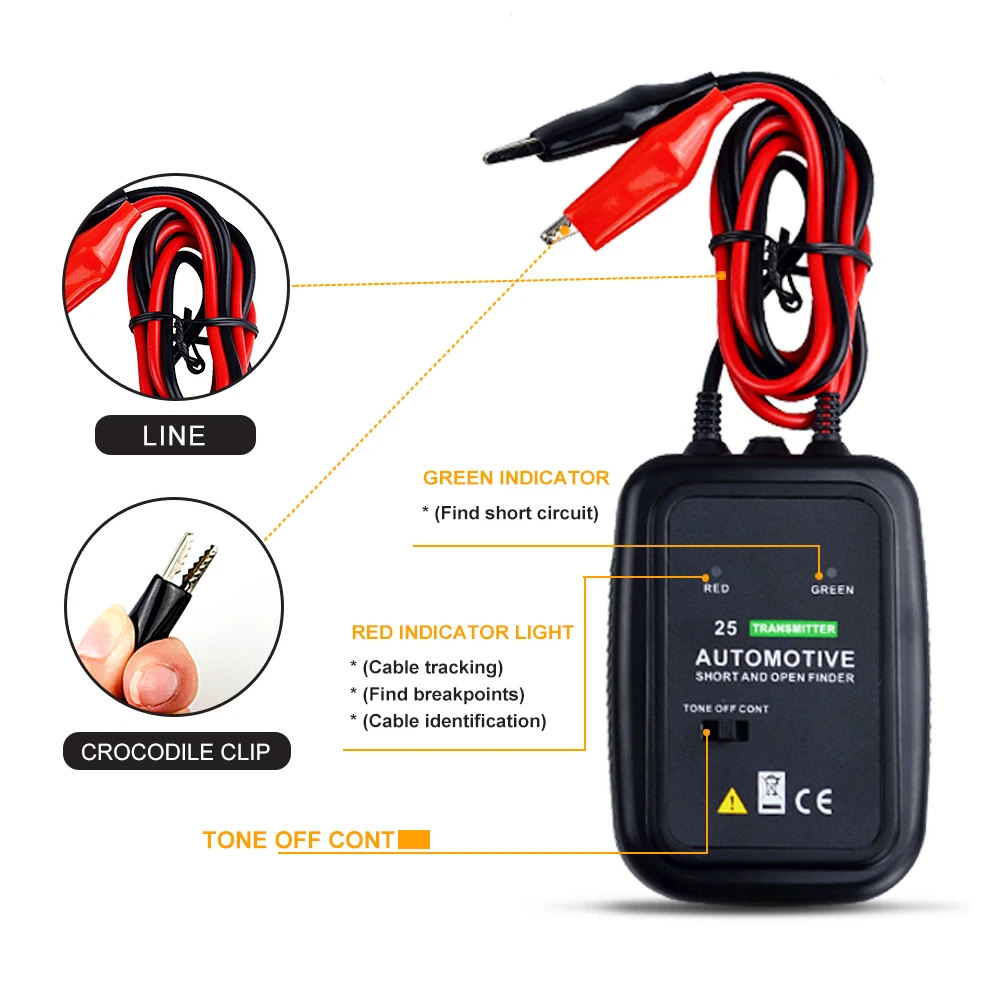 Holdpeak HP-25 Automotive Cable Wire Tracker Tester,for Airbag, Automobile lines and Machine lines Installation and Maintenance