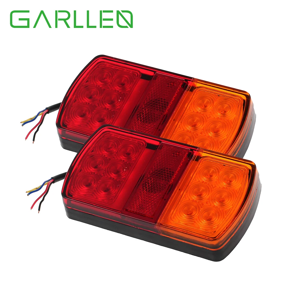 

GARLLEN 2Pcs 12V 40LED Tail light Stop Brake lamps Waterproof SUBMERSIBLE Boat Trailer kit Red & Amber Light for Trailers Trucks