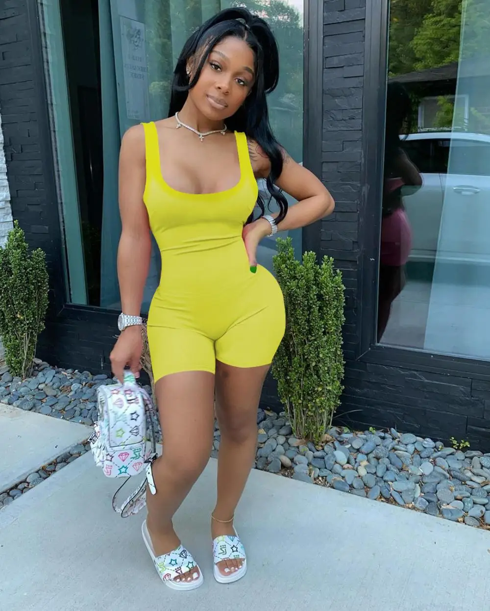 Strap Shorts Jumpsuit Bodycon Sexy Streetwear Fitness Sportswear 2021 Summer Clothes Lounge Wear Club Outfit Women Elegance