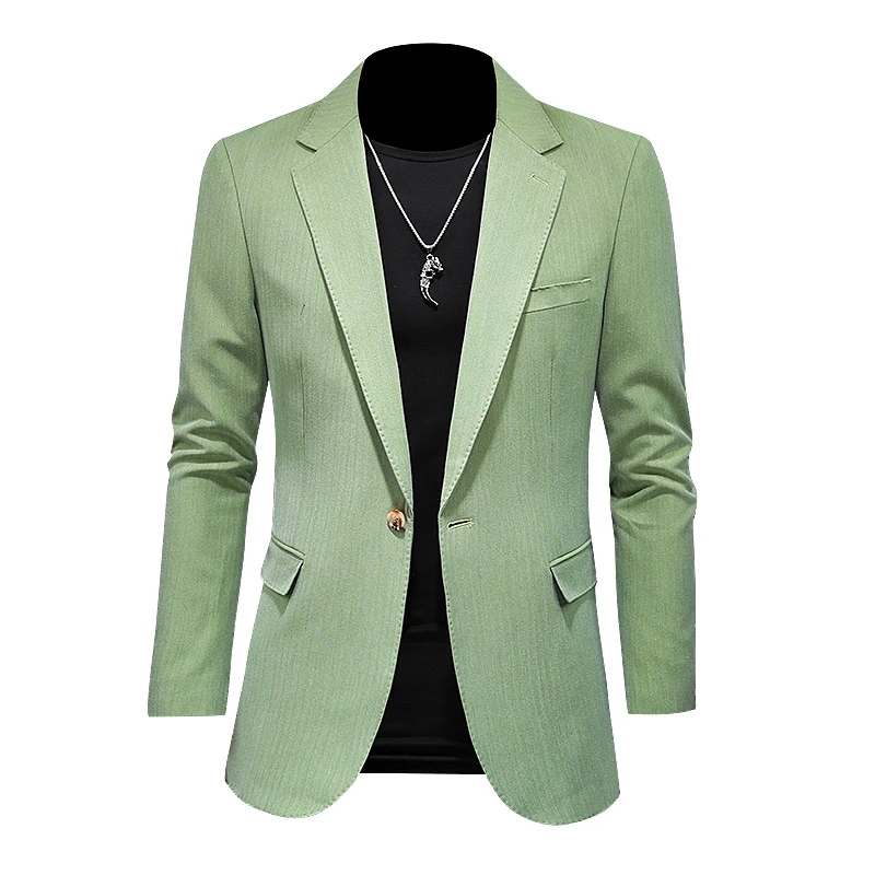 

New 2021 Mens One Button Green Blazer Men Brand Slim Fit Casual Suit Jacket Blazers Mens Business Office Costume 5XL