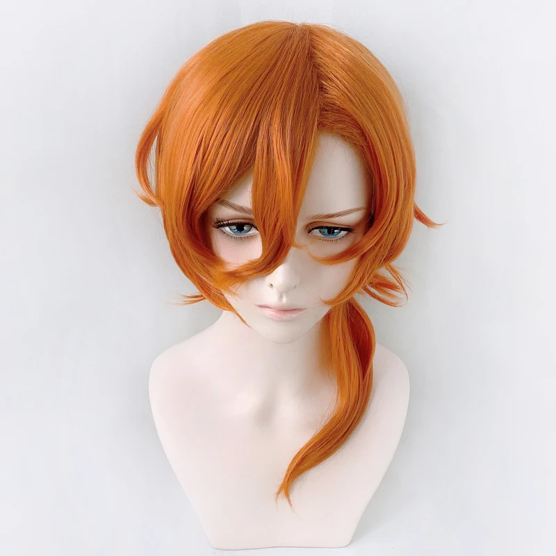 Anime Bungo Zwerfhonden Chuya Nakahara Chuuya Pruik Cosplay Kostuum Mannen & Vrouwen Haar Halloween Party Pruiken + Sleutelhanger