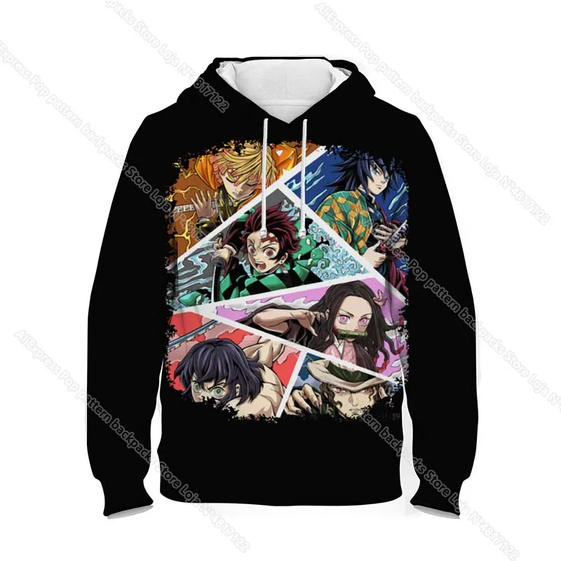 Children Demon Slayer 3D Print Hoodies for Girls Boys Anime Sweatshirts Kids Cartoon Pullovers Teenagers Outwears Tops Sudadera