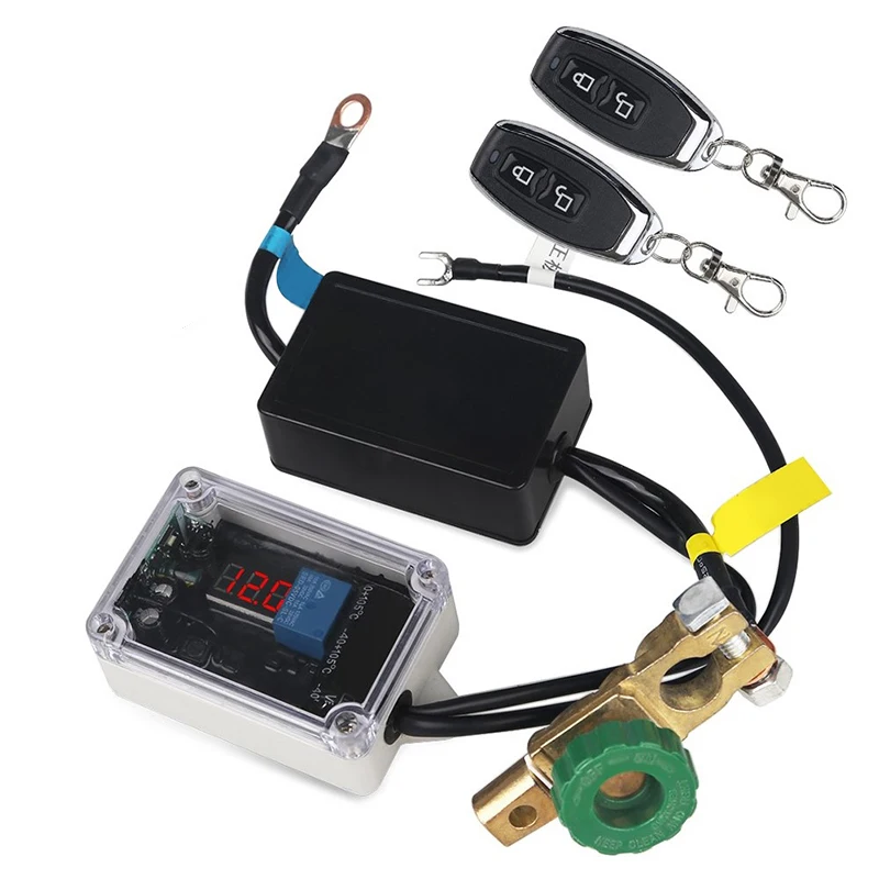 

Universal 12V Car Battery Isolator Cut Off Switch Voltmeter Display Battery Disconnect Switch Dual Remote Control Accessories