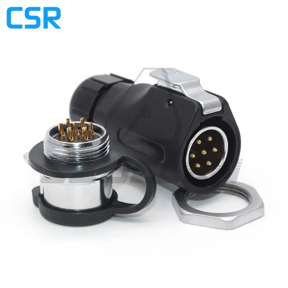 XHP20 , 2 3 4 5 6 7 8 9 10 12 Pin Waterproof Connector IP65 Cable Connector Plug & Socket Back Nut Panel Mount Connector