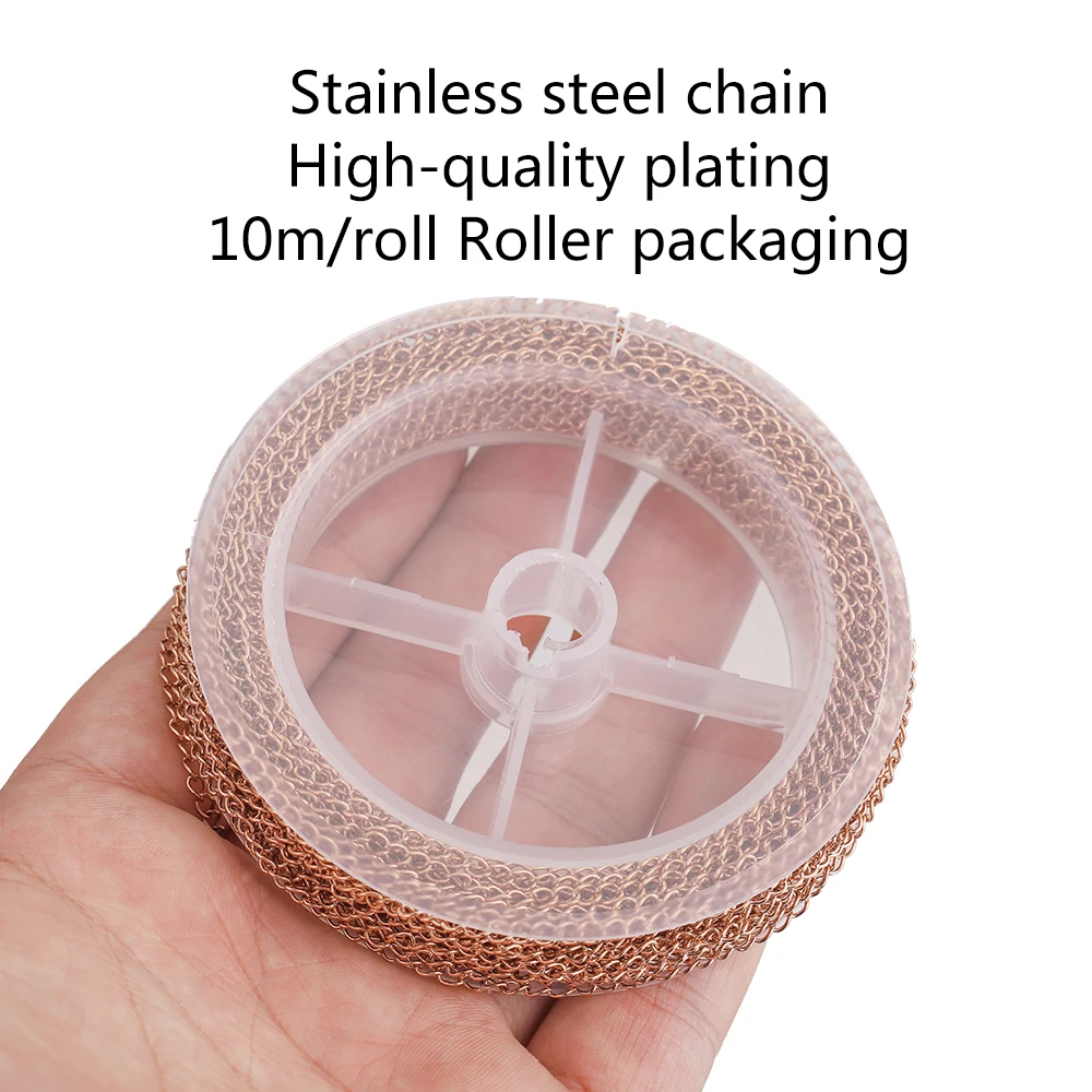 10m/roll Stainless Steel 18K Gold Bracelet Necklace Chains 2.5 3 4mm Extension Chain DIY Jewelry Making Accessories Wholesale