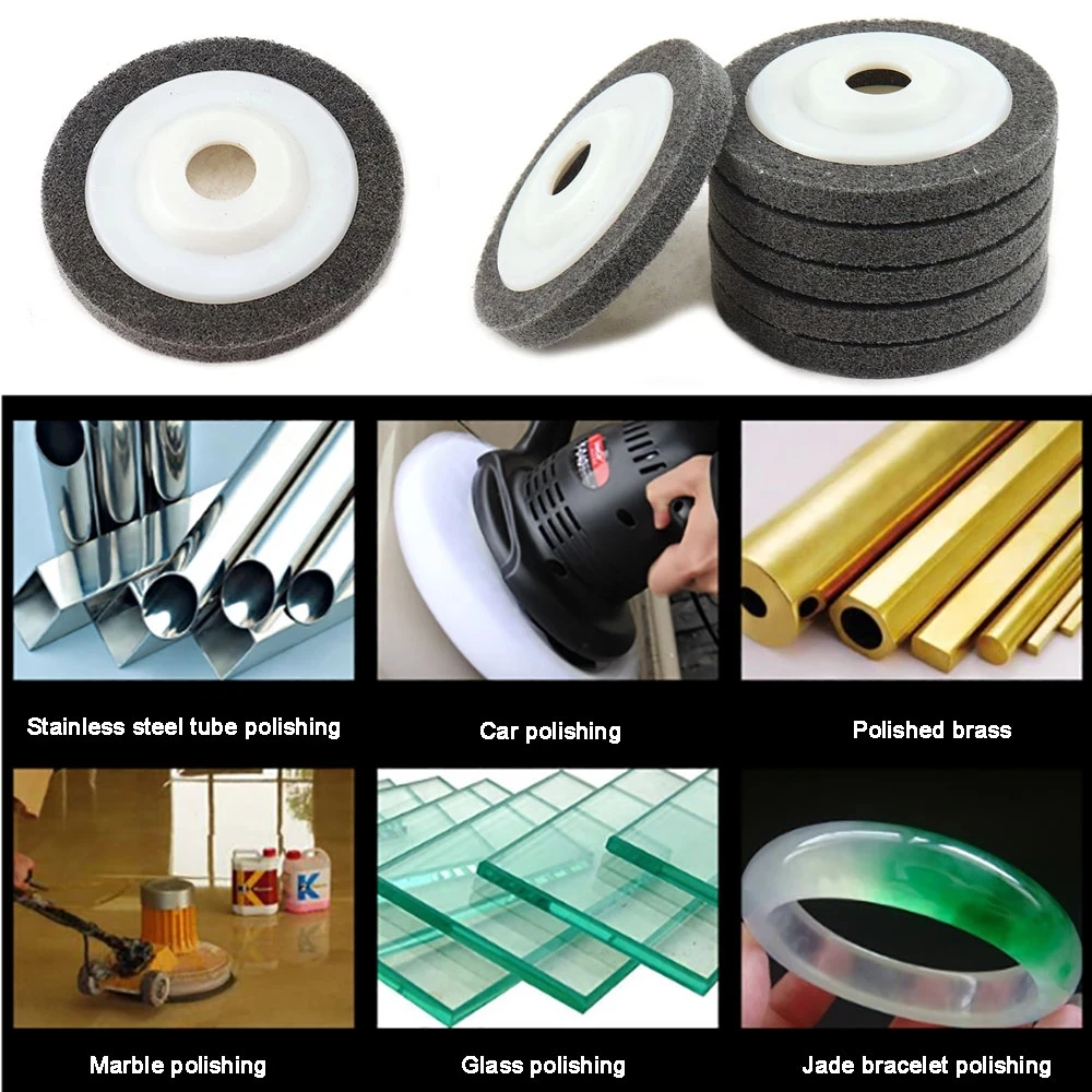 Rueda de pulido de fibra de nailon de 100mm, 115mm, 125mm, disco abrasivo no tejido, rueda de pulido de 4-5 pulgadas para Metal