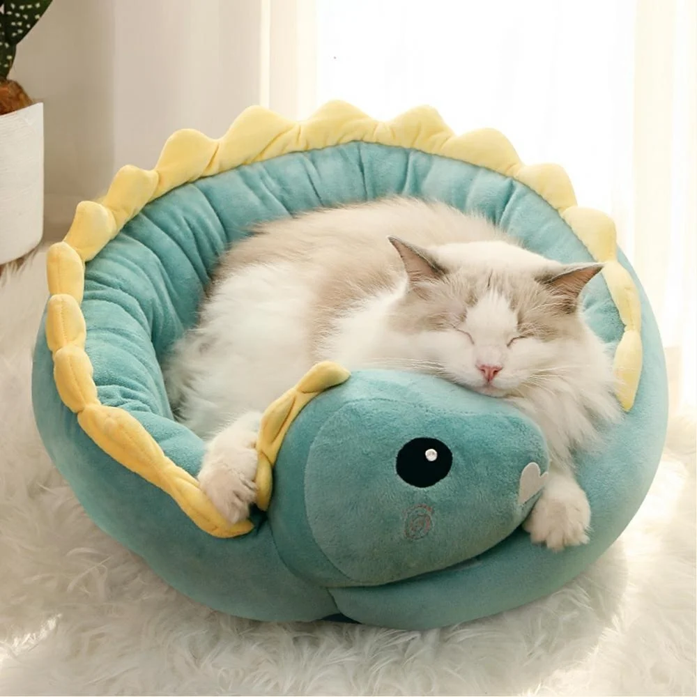 

Cute Dinosaur Pet House Warm Bed for Cats and Small Dogs Mat Sleep Nest Indoor Kitten Cushion, Window Beds, Puppy Ferret Product