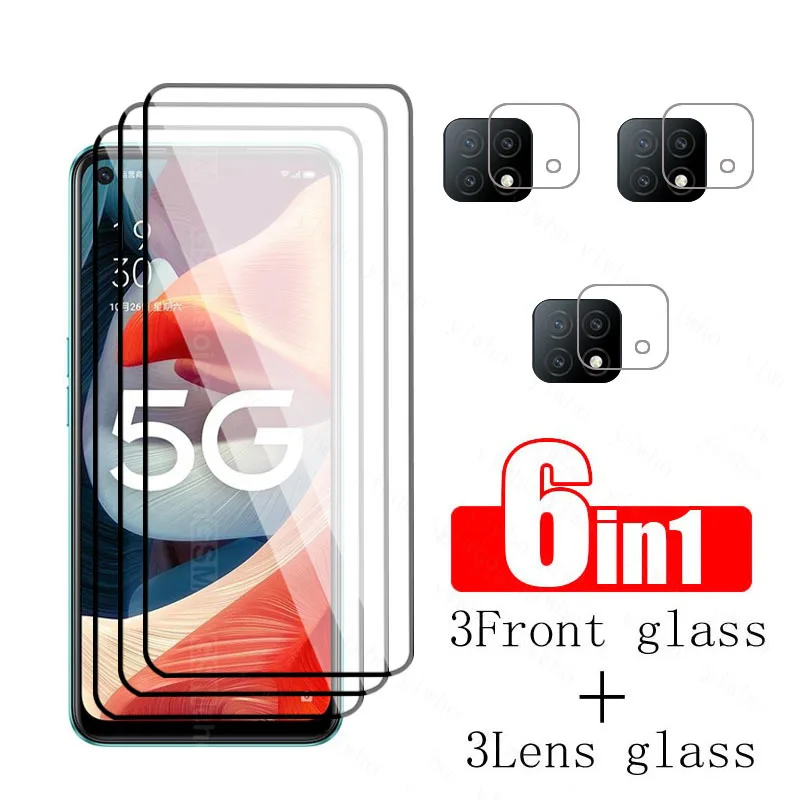 6 in 1 Tempered Glass For OPPO A53 5G Screen Protector On opo orro a53 a 53  HD 2.5D 0.26mm full cover lens flim Protective Glas