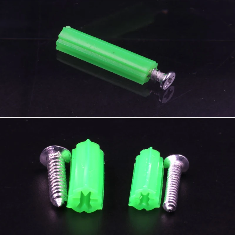 100/200PCS tubo di espansione a vite autofilettante 6*25MM per fissaggio a vite in muratura di plastica verde