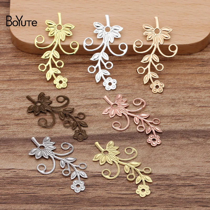 BoYuTe (100 pezzi/lottp) 22*40MM metallo ottone stampaggio risultati dei fiori fai da te fatti a mano accessori per gioielli parti