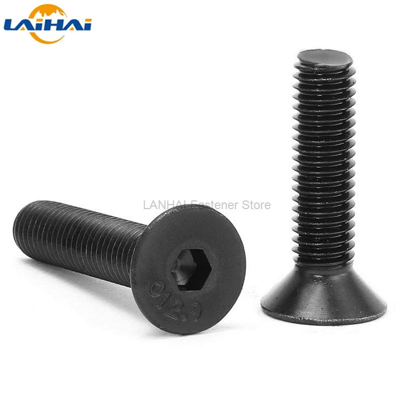 1/20pcs DIN7991 M5 M6 M8 Black 304 Stainless Steel Hexagon Hex Socket Flat Countersunk Allen Head Screw Bolt Length 6-100mm