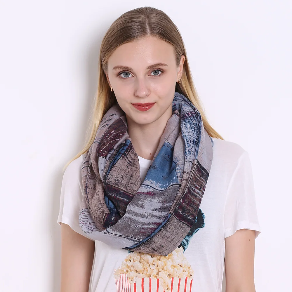 Unisex Wielofunkcyjny zimowy szalik na szyję z nadrukiem dla kobiet Szaliki z kablem dla kobiet Ciepła apaszka na szyję Kolarstwo Narciarstwo Szal z pętlą — zdjęcie 3