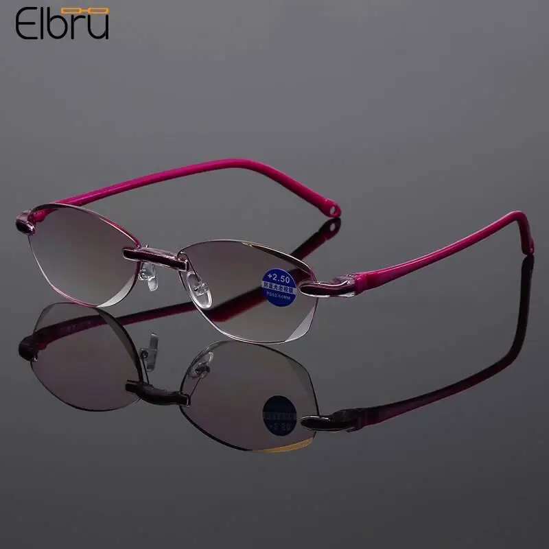 

Elbru +1.0+1.5 +2.0+2.5+3.5+4.0 Frameless Anti-blue Rays Reading Glasses Retro Women Presbyopia Prescription Eyeglasses Unisex