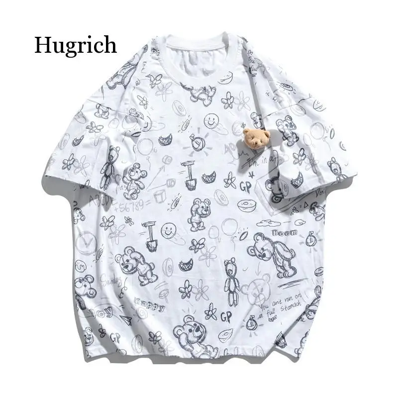 New Design High Street 2021 Fashion Summer Hip Hop Bear T-Shirt for Men and Women Couple Wear