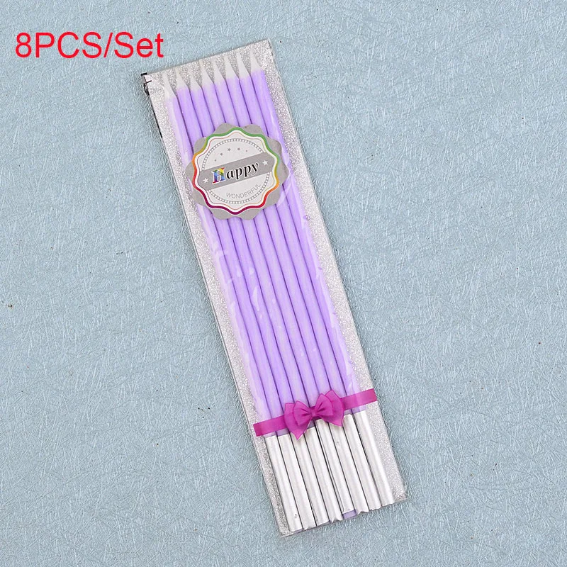8 PCS Long Pencil Birthday Cake Candle Wedding Wax Cupcake Candle Home Decoration Supplies