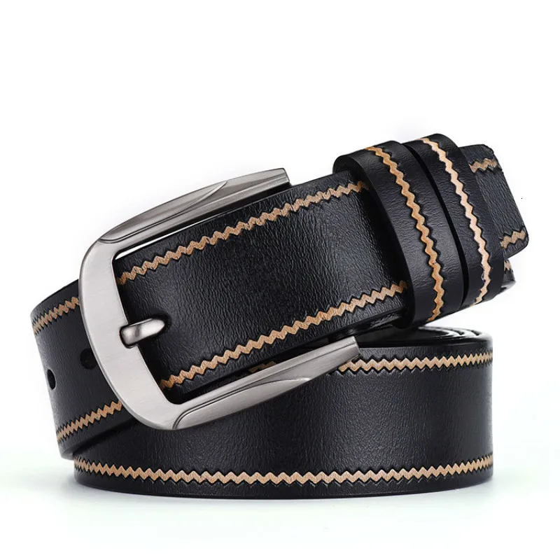 Peikong cow genuine leather luxury strap male belts for men designer new fashion classice vintage pin buckle men High Quality