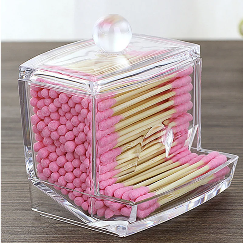 

Acrylic Cotton Swabs Storage Holder Box Portable Transparent Makeup Cotton Pad Cosmetic Container Jewelry Organizer Case