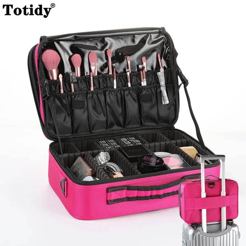 Woman Professional Makeup Storage Boxes Artist High Quality Make Up Organizer For Cosmetics Waterproof Nylon Makeup Cases Female