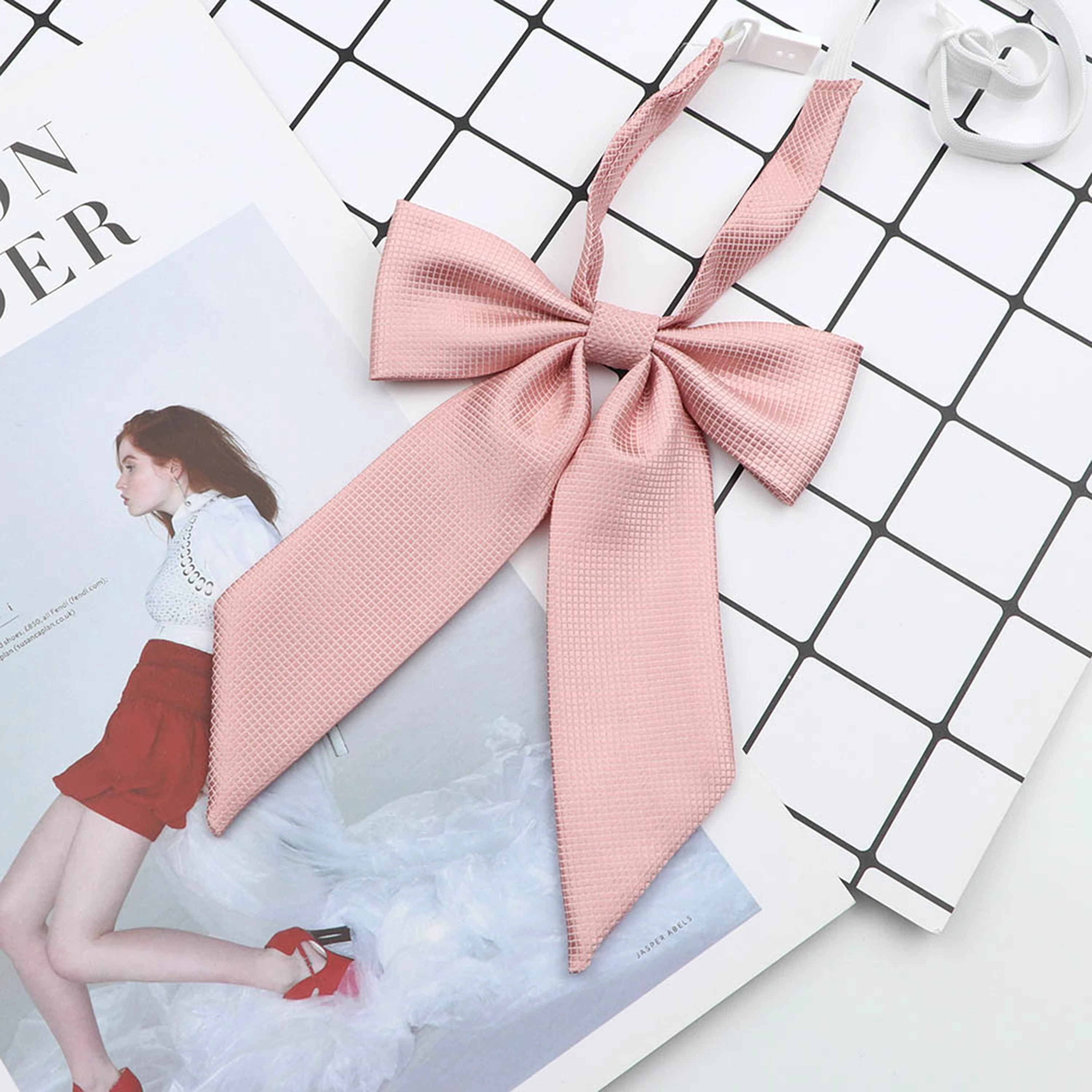 Solid Color Girl Ladies Bowtie Fine Grid Butterfly Classic Shirts Bow Tie For Wedding Party School Bowknot Chic Simple Accessory