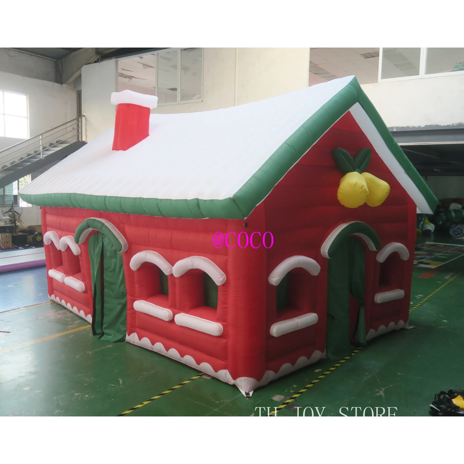 Nave aerea veloce a porta, 6x4m grande grotta gonfiabile di babbo natale, tenda gonfiabile rossa di babbo natale per la festa