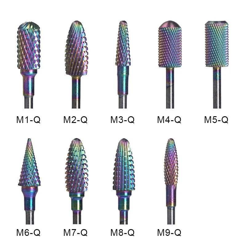 27 tipi di punte per trapano per unghie in titanio colorato fresa in ceramica lime per macchine elettriche al tungsteno lucidatura di Gel UV strumenti per la rimozione