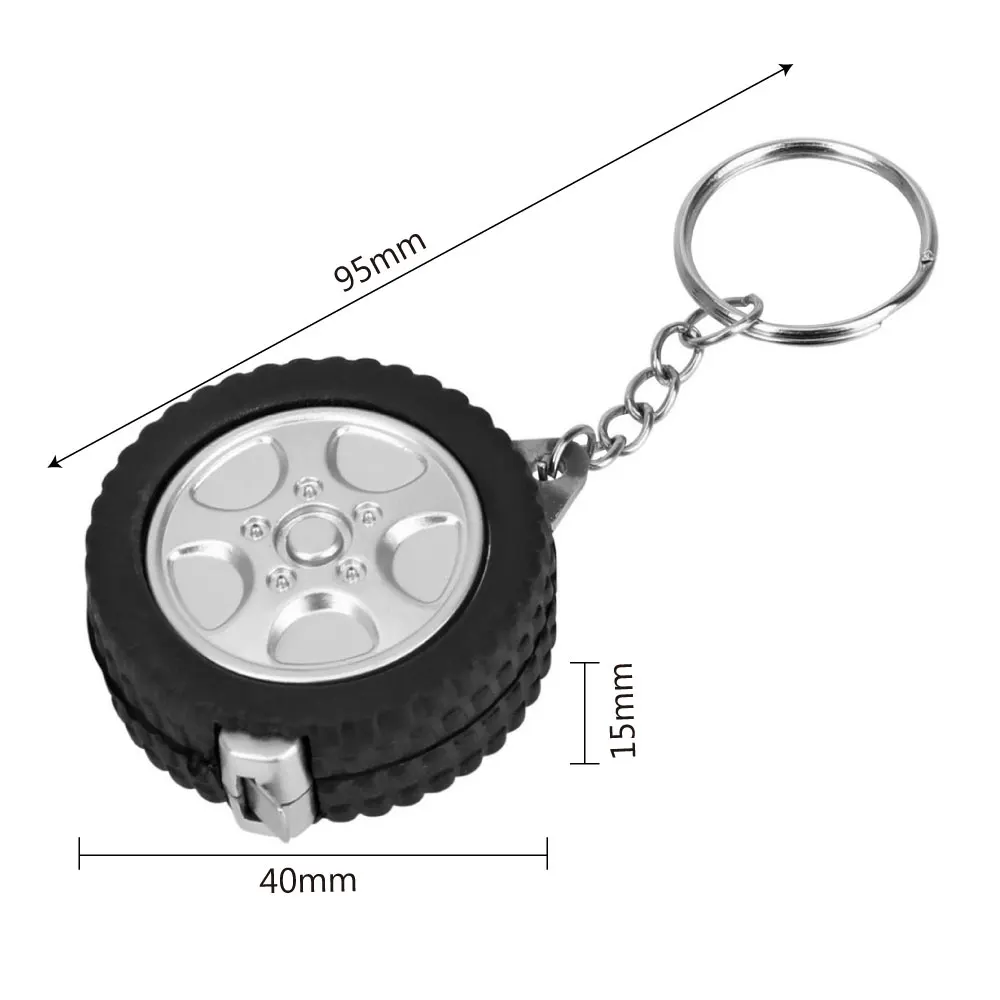 1m Tape Measure Tire Shape Mini Retractable Tape Centimeter/Feet Keychain Ruler for Travel Camping Sewing Tool