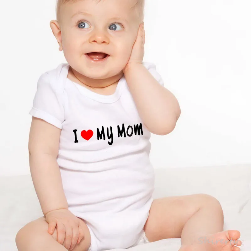 I Love My Dad/Mom Print Baby Bodysuit Summer Infant Boy Girl Unisex Cotton Bodysuits Newborn Kids Baby Clothes Jumpsuit Outfits