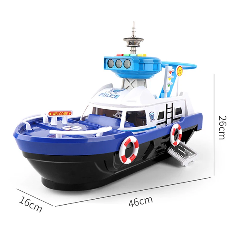 QWZ Big Size Simulation Track Inertia Boat Diecasts Toy Vehicles Music Story Light Ship Model Toy Car Parking Boys For Kids Gift