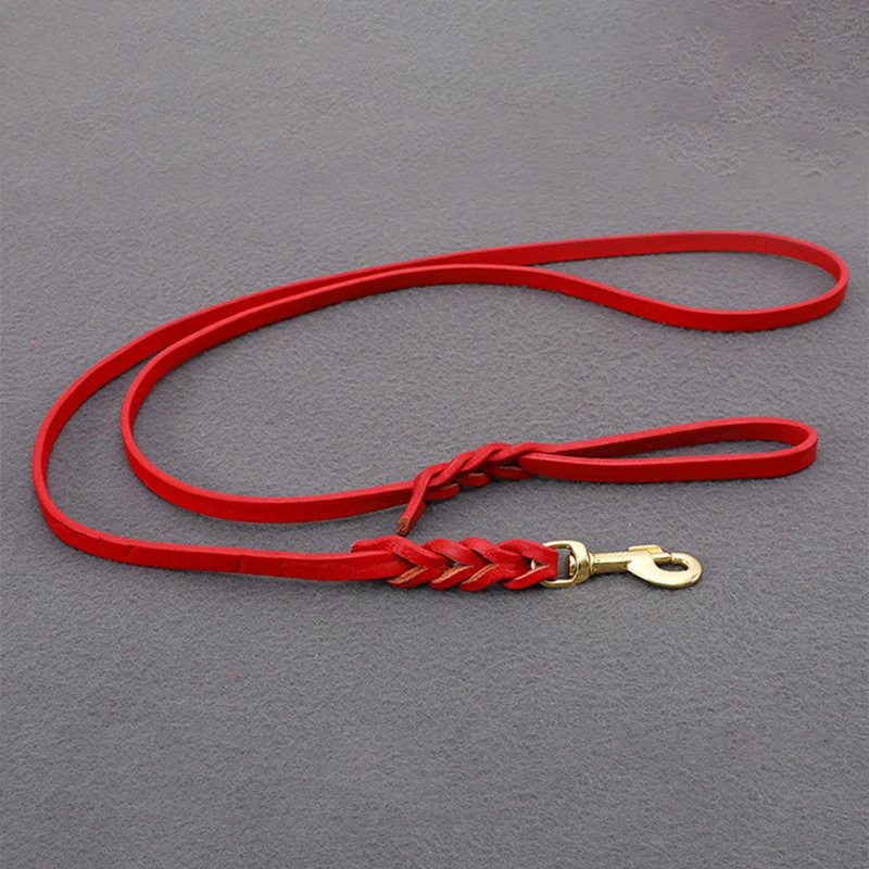 Large Dog Leash Walking Training Lead Braided Real Leather big Dog Traction rope Copper hook for German Shepherd Labrador Dogs